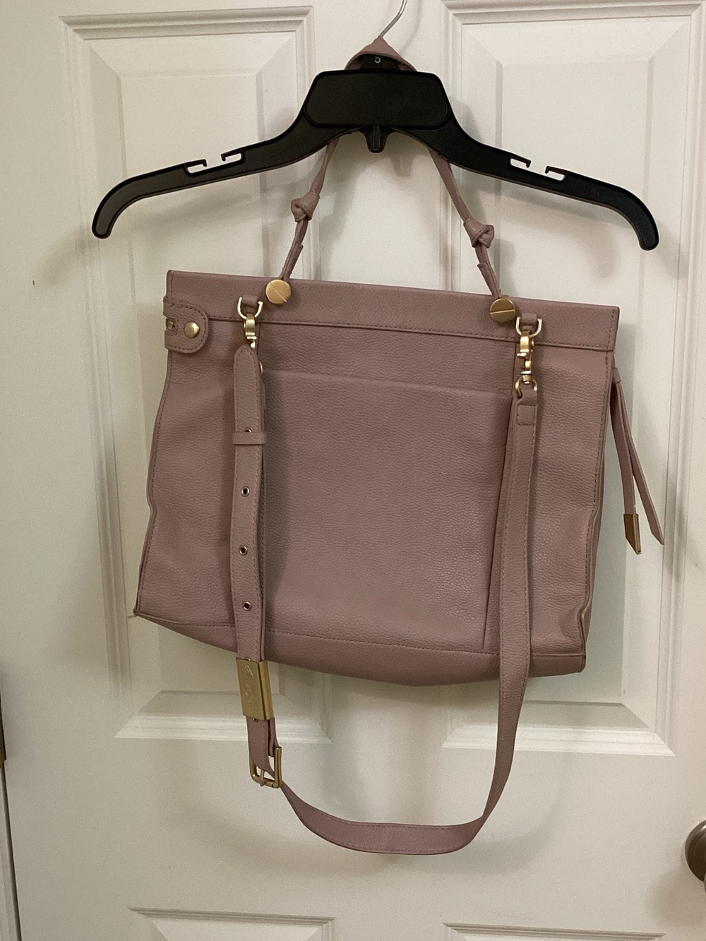 Foley + Corinna Dusty Rose Leather Shoulder Bag with Gold Hardware